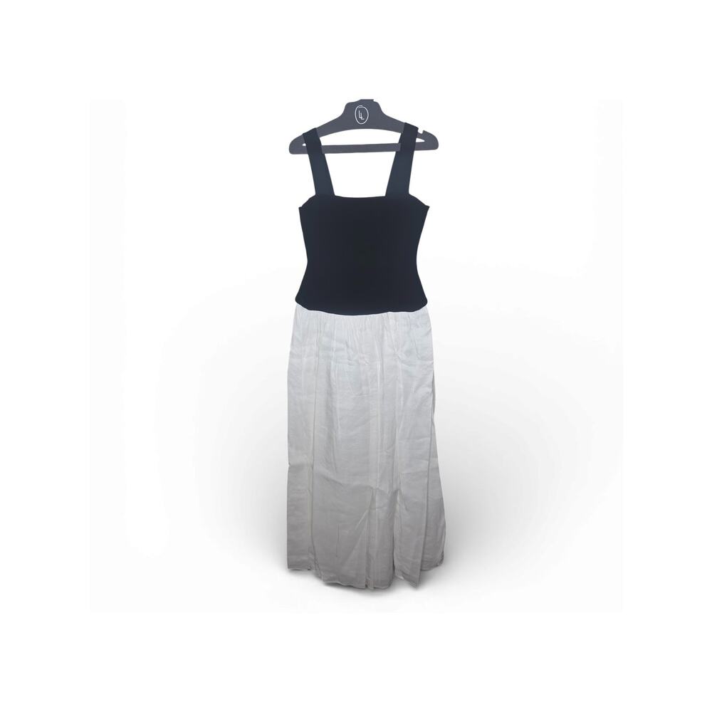 New with Tags La Ligne Henriette Dress L Black Ivory Knit Drop Waist Slit Flowy - Picture 3 of 16